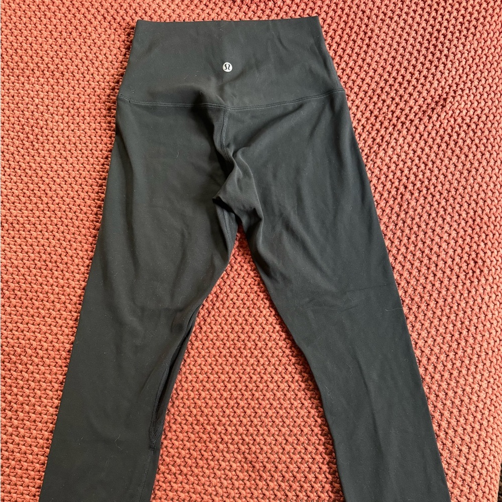 Women’s lululemon align leggings 25” black 
Worn 3x 
Never dried in the dryer